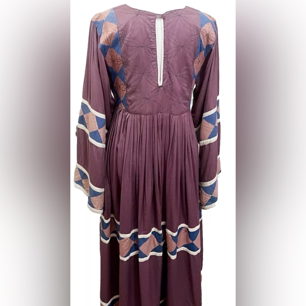 Vintage 1970s Afghan Kuchi Embroidered Beaded Patchwork Bohemian Tribal Dress - Picture 3 of 7